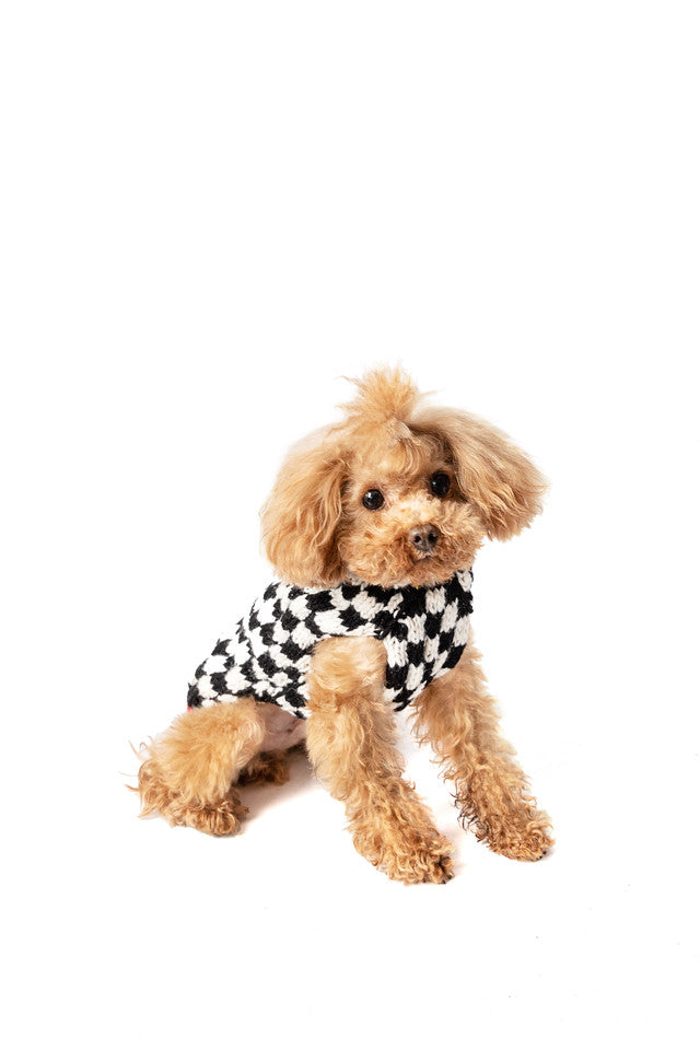 Dog Sweater Checkerboard Hoodie Wool