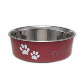 Loving Pets - Stainless Steel Nonskid Bowl W/Plastic Merlot 80oz-Southern Agriculture