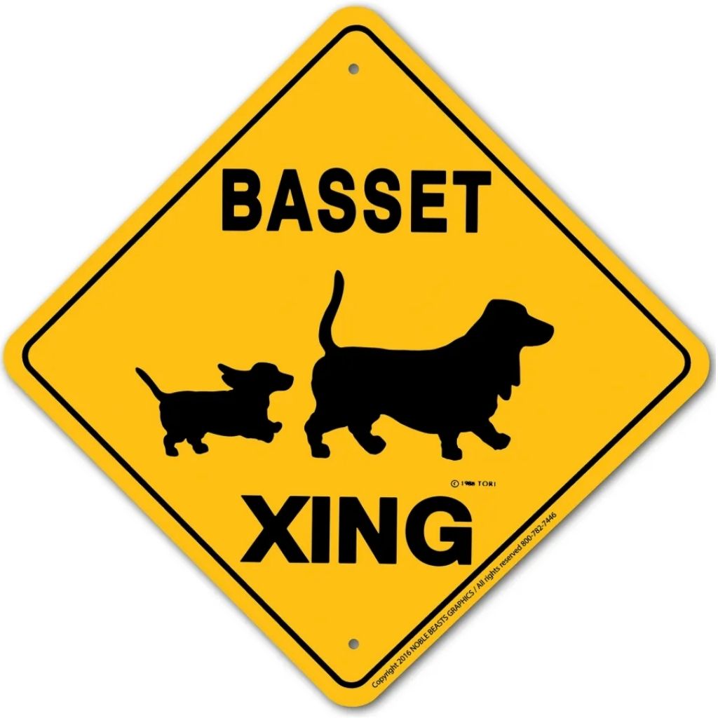Sign X-ing Basset Hound