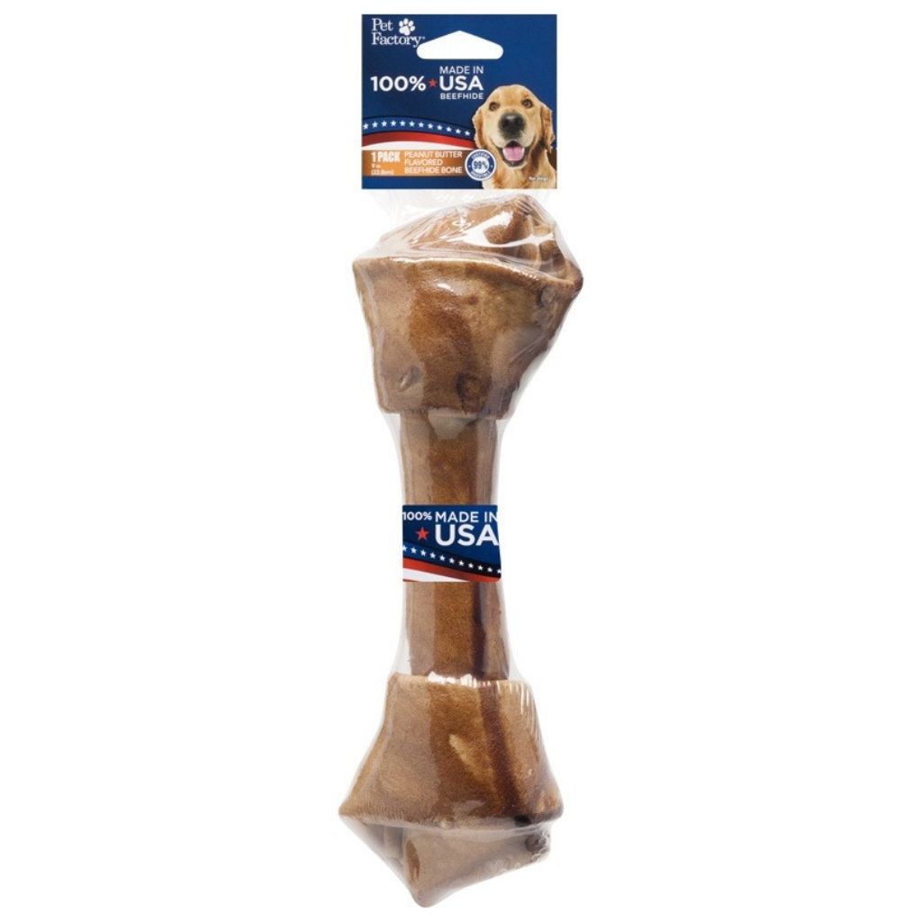 Knotted Bone Rawhide Peanut Butter Flavor