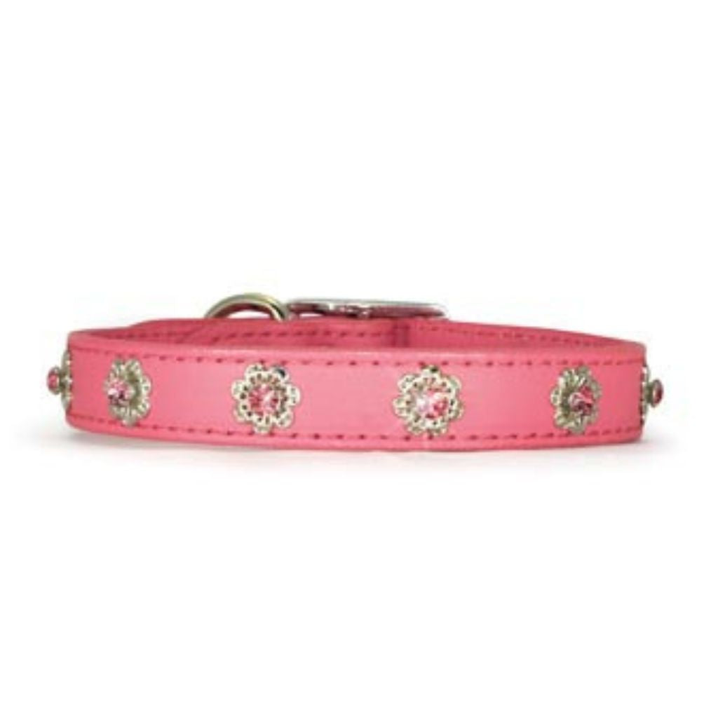 Leather Brothers - Collar Leather W/ Fillagree RS 1" Pink