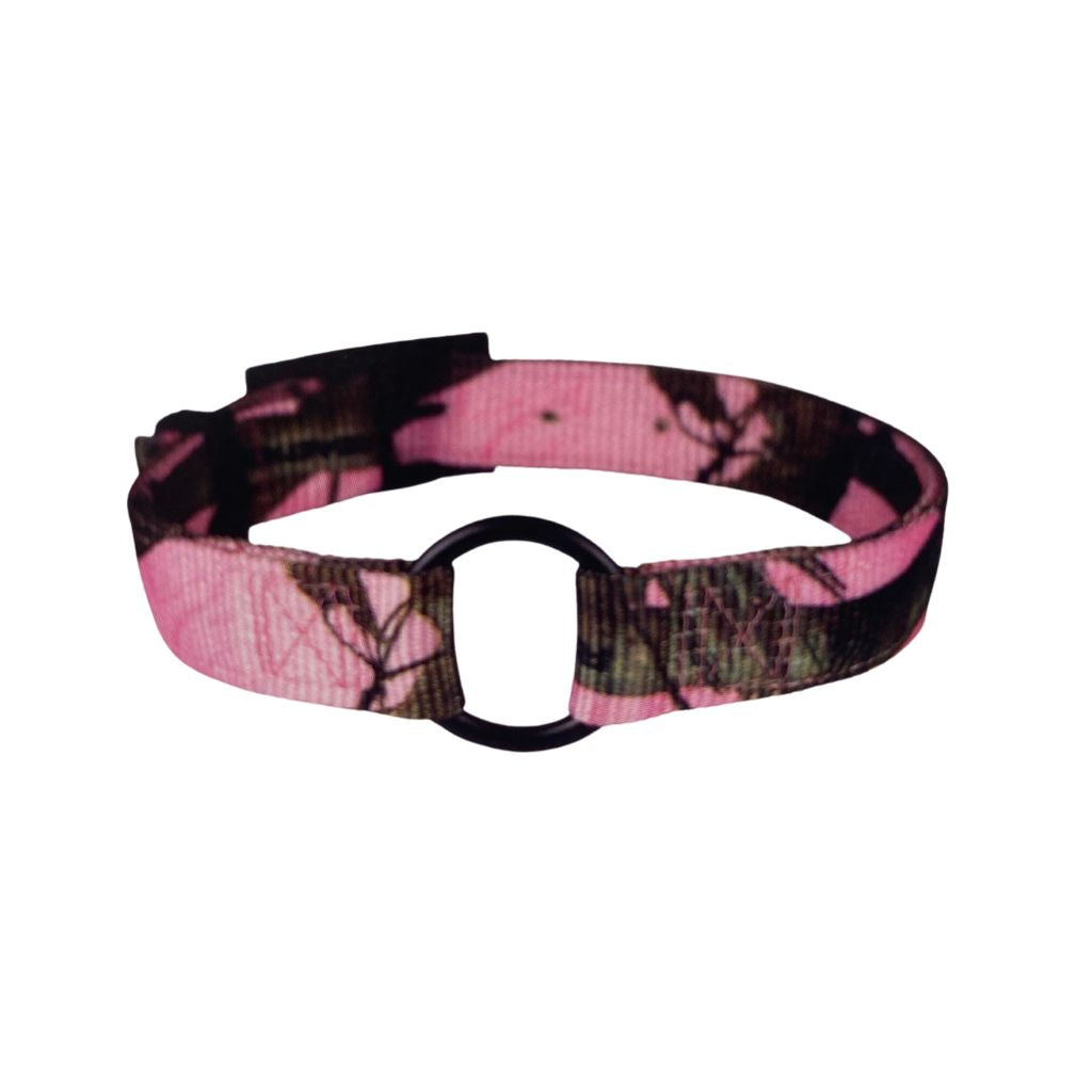 Leather Brothers -Collar Nylon DT Realtree Pink Camo With Center Ring