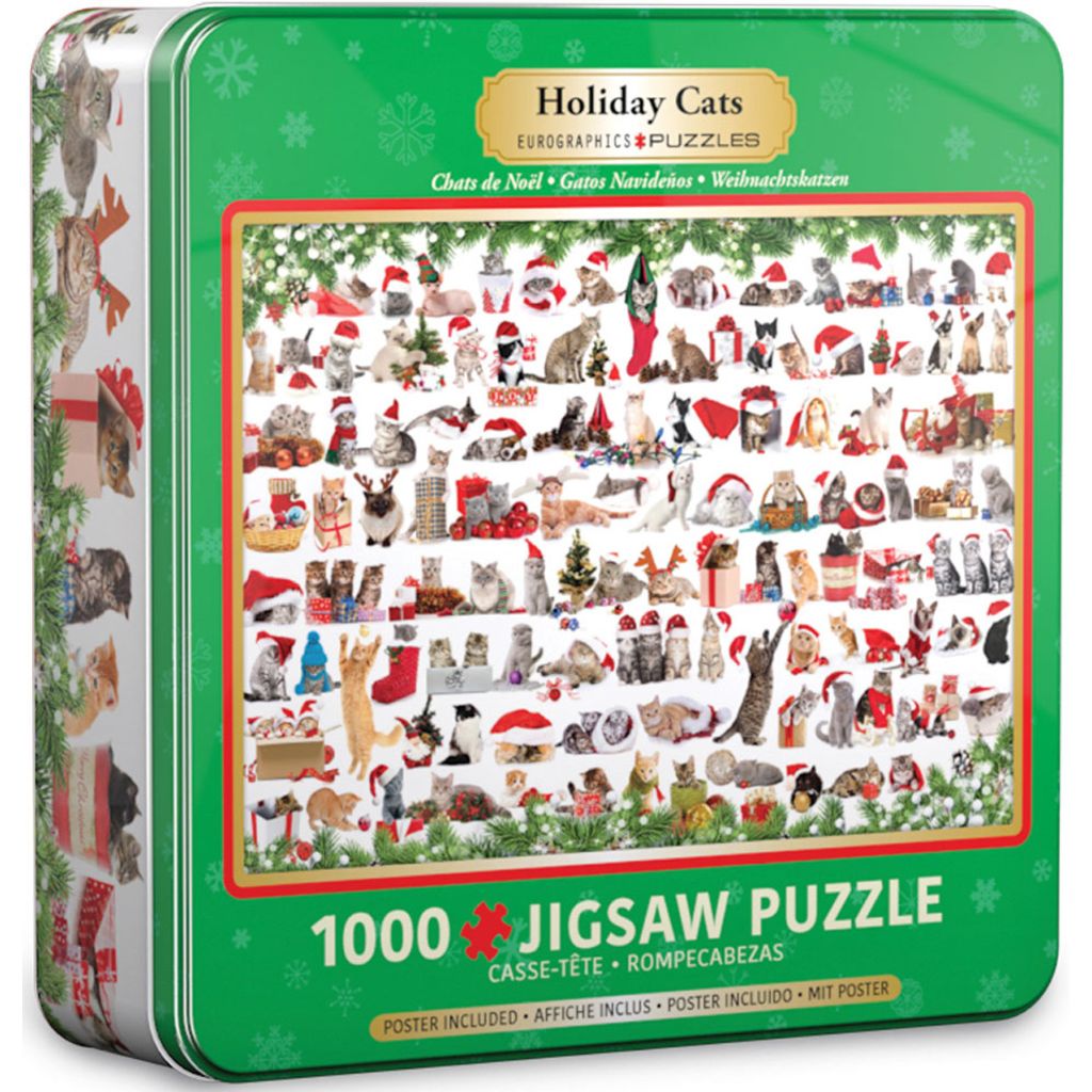 Puzzle Holiday Cat Tin