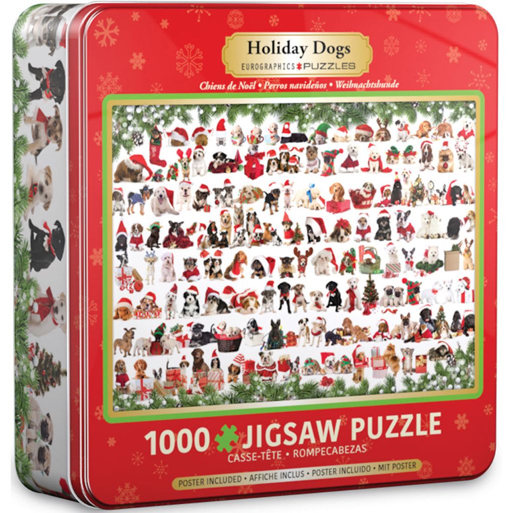 Puzzle Holiday Dogs Tin