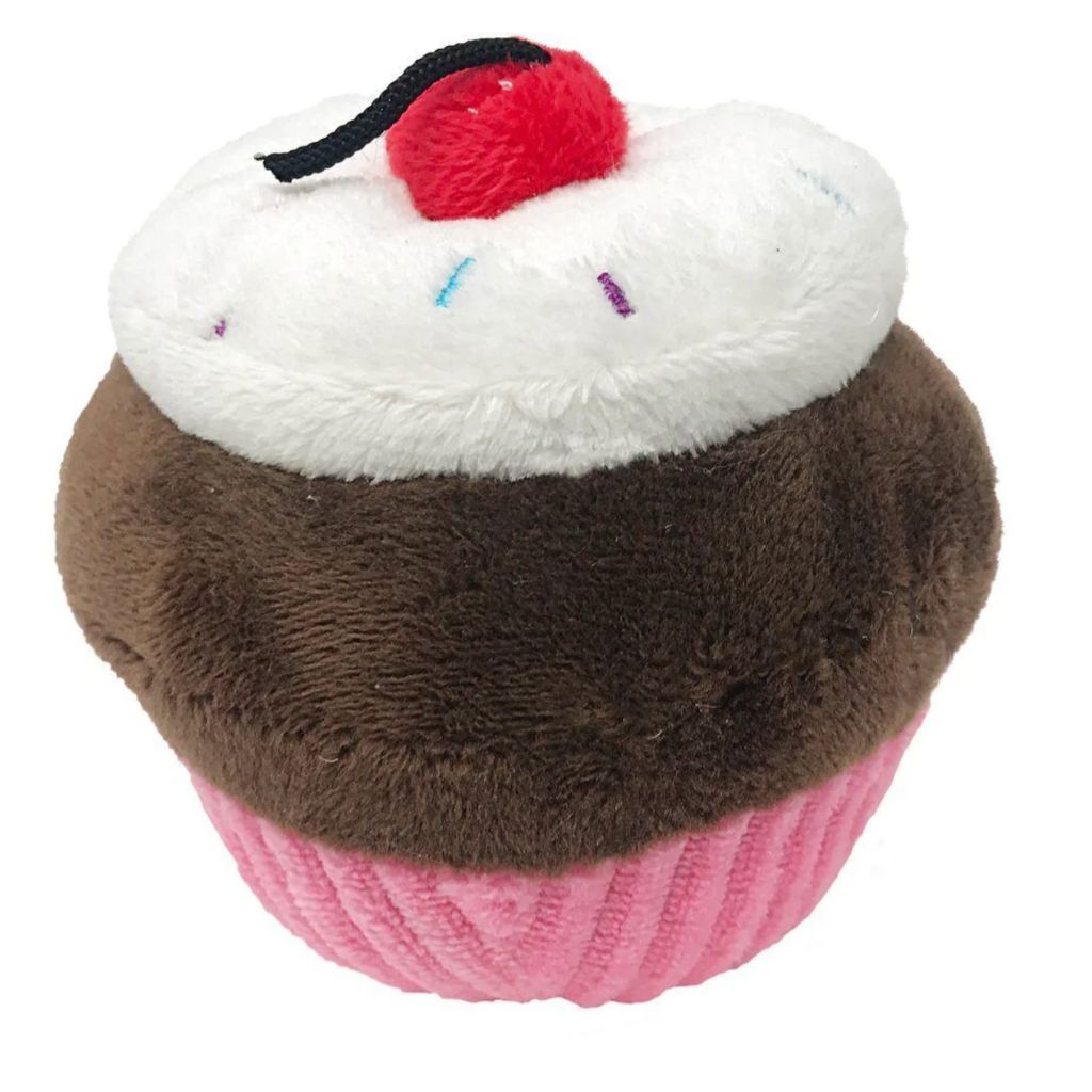 DogLine - Cupcake with Cherry on Top Mini Plush Dog Toy