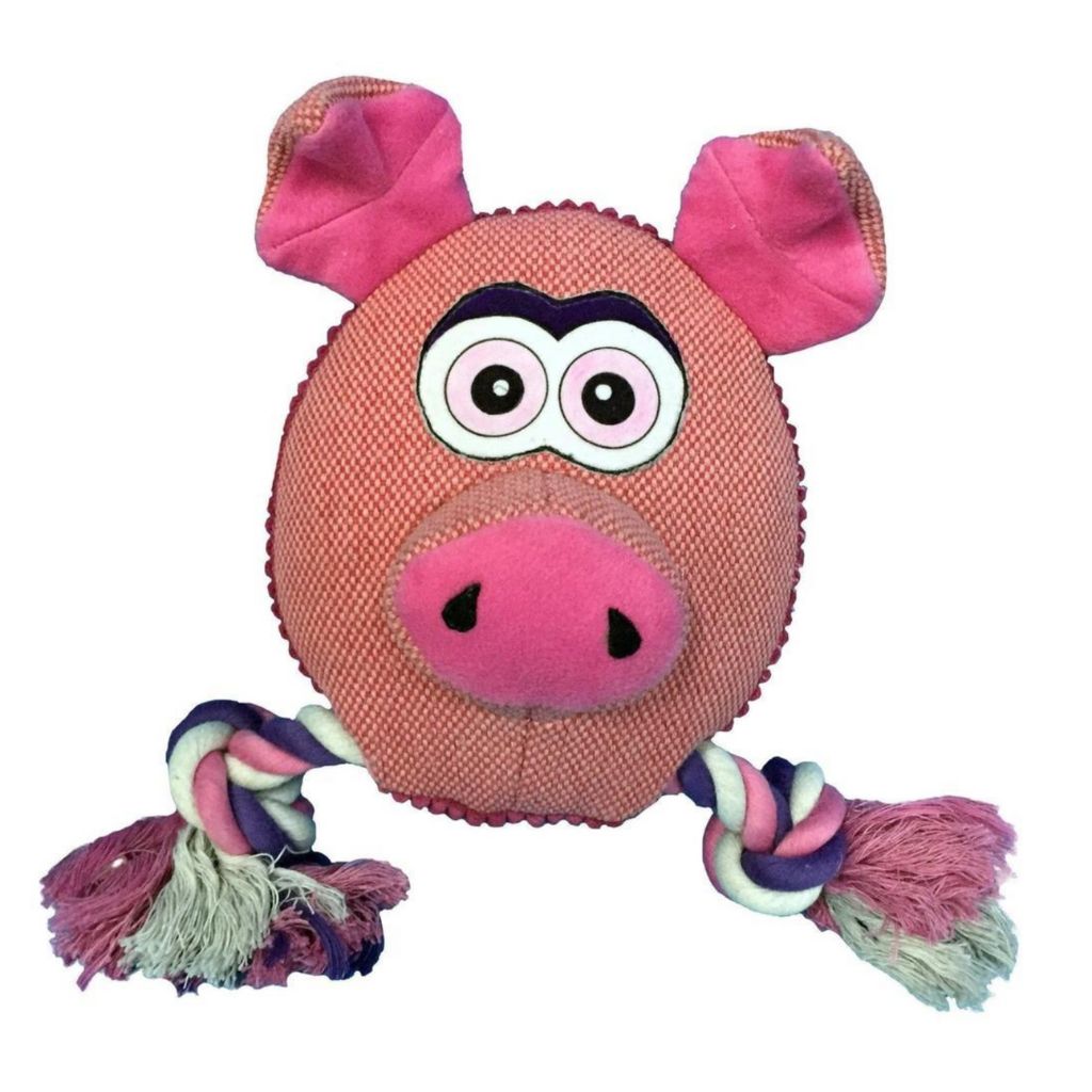 Safari Pig Face With Double Knotted Rope - Giant Round Squeaker