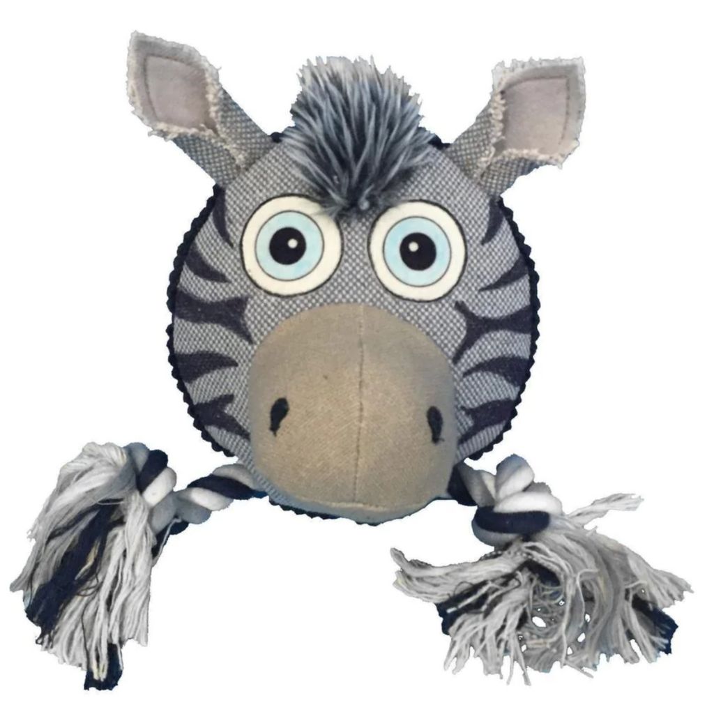 Safari Zebra Face With Double Knotted Rope - Giant Round Squeaker