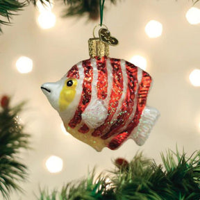 Old World Christmas - Ornament Glass Angelfish Peppermint