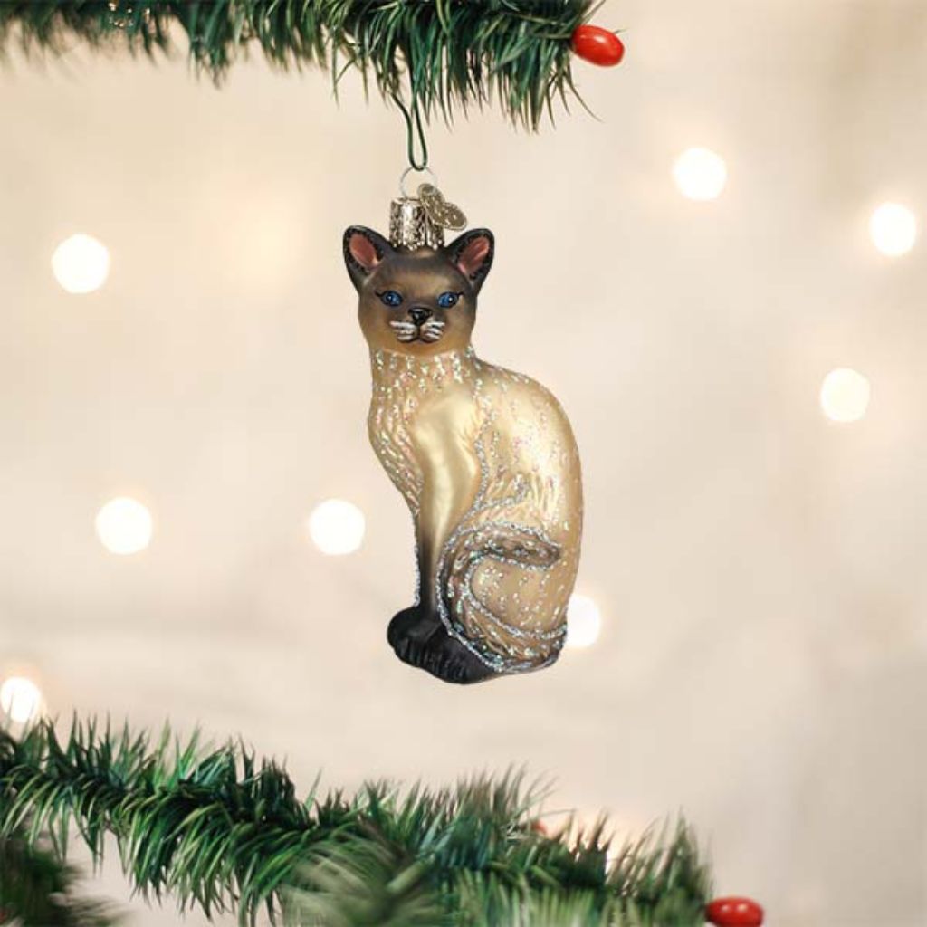 Old World Christmas - Ornament Glass Cat Siamese