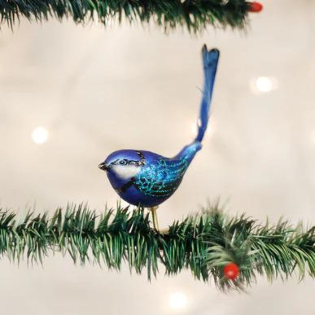 Old World Christmas - Ornament Glass Fairy Wren with Clip