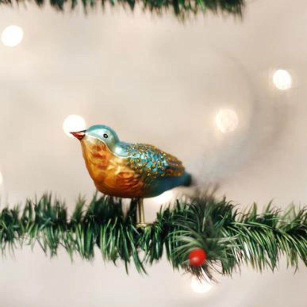 Old World Christmas - Ornament Glass Finch w/ Clip