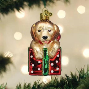 Old World Christmas - Ornament Glass Golden Puppy
