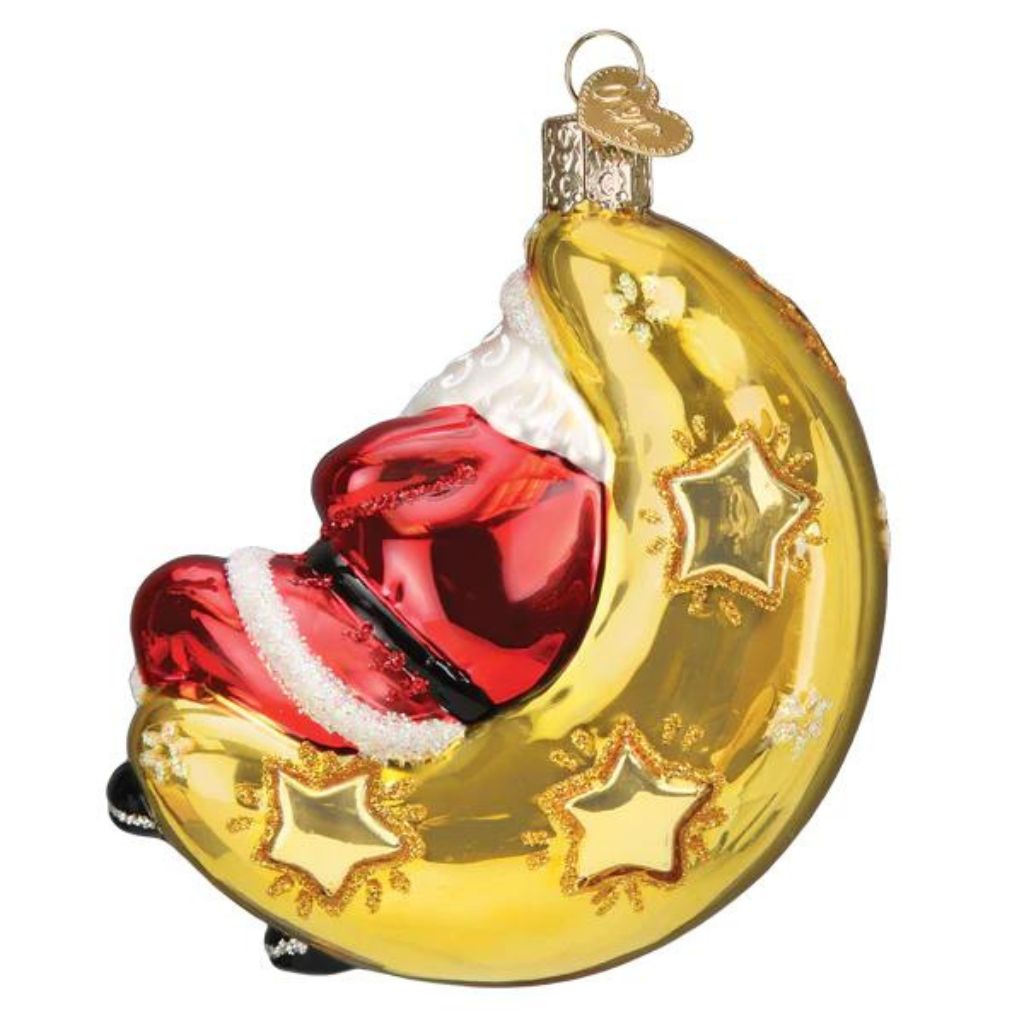 Old World Christmas - Ornament Glass Moonlight Santa