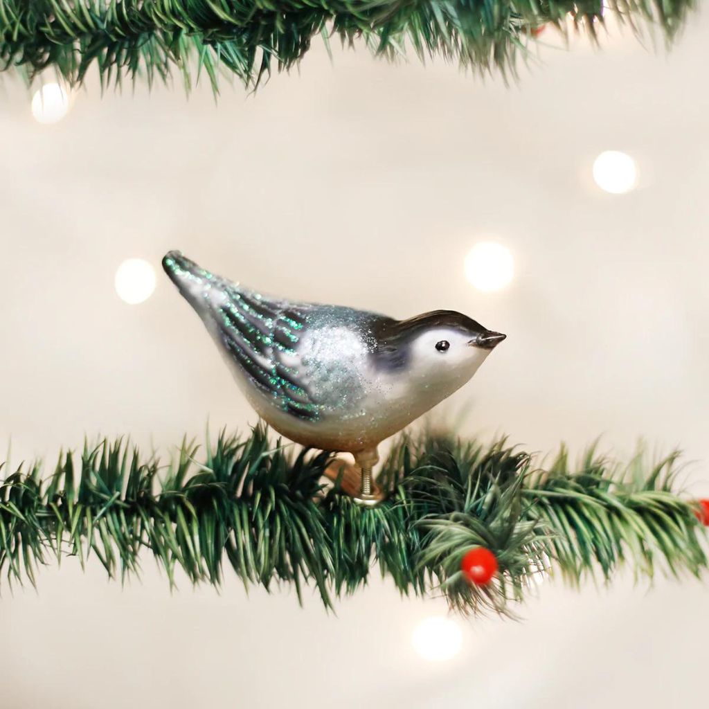Old World Christmas - Ornament Glass Nuthatch with Clip