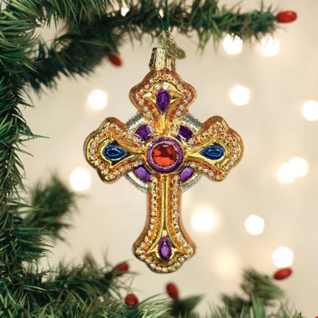 Old World Christmas - Ornament Glass Ornate Cross