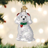 Old World Christmas - Ornament Glass Poodle White