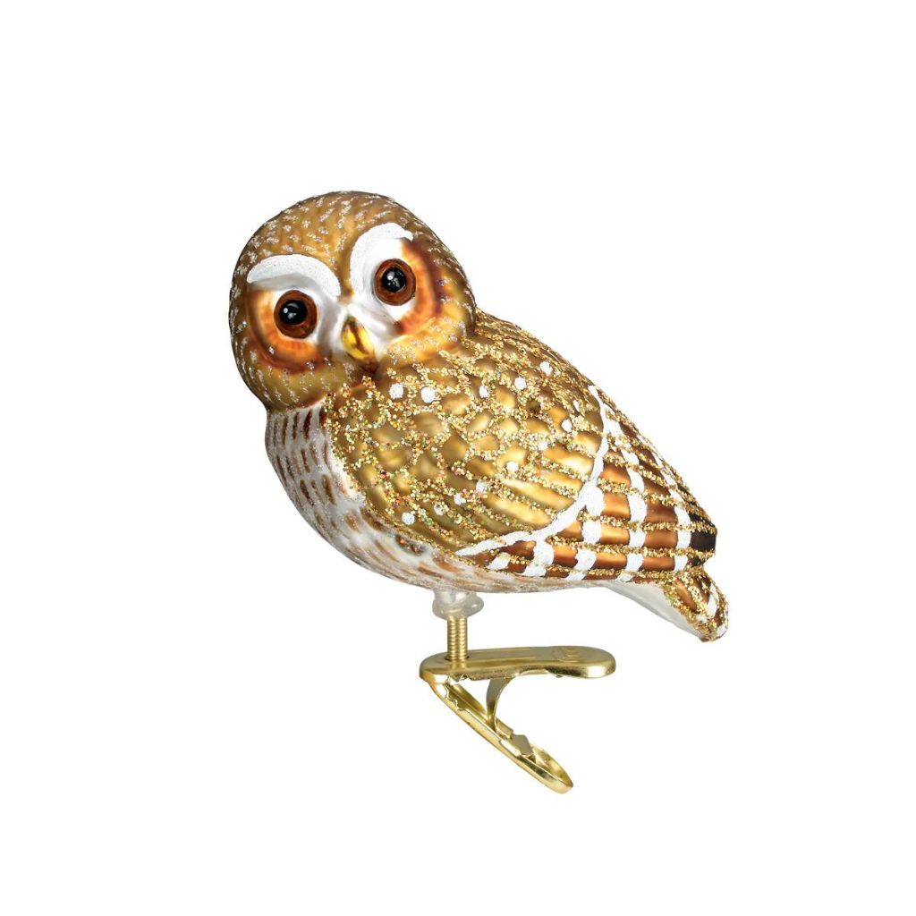 Old World Christmas - Ornament Glass Pygmy Owl with Clip