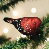Old World Christmas - Ornament Glass Strawberry Finch with Clip