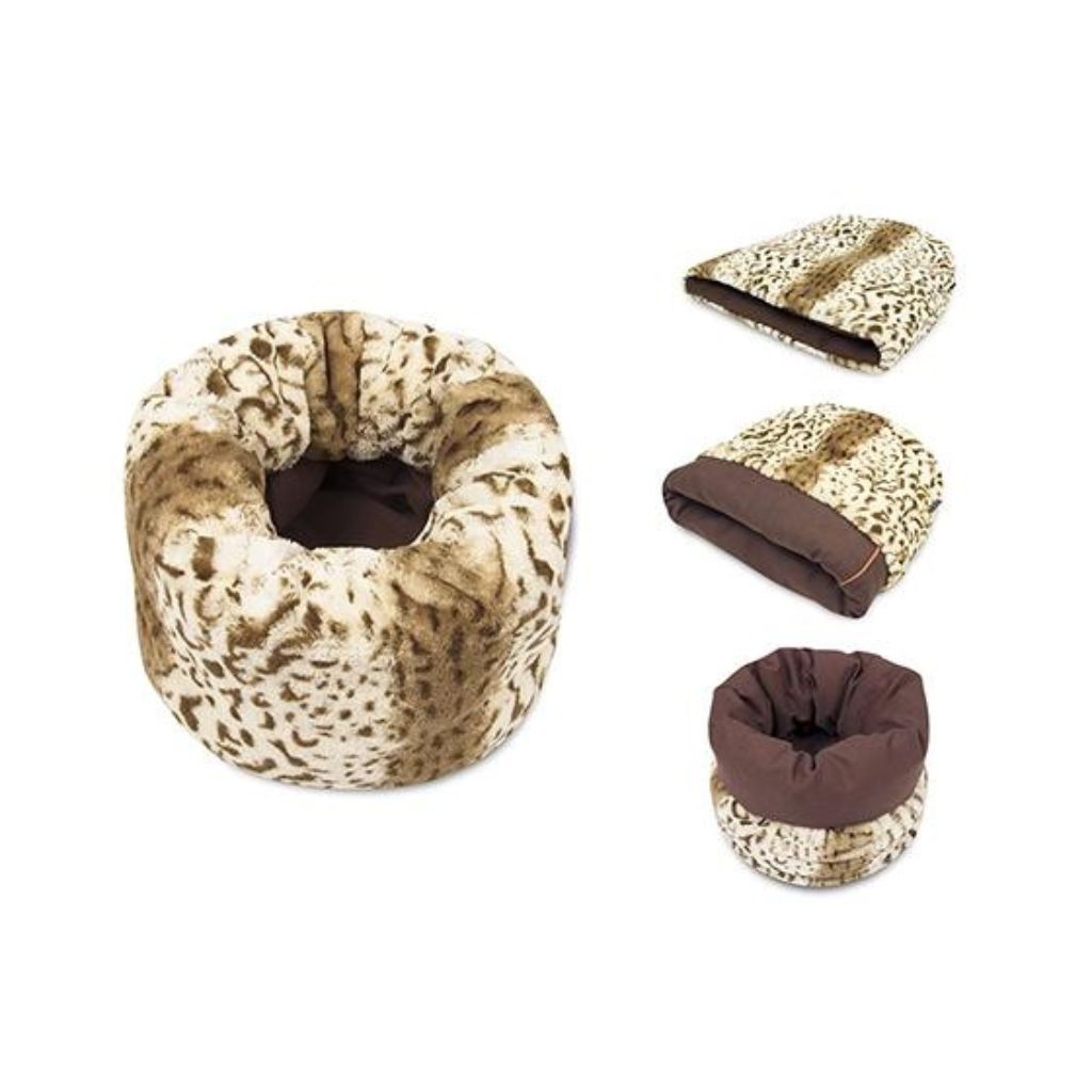 Snuggle Bed Leopard Brown - Forms Round Donut or HidingBed