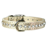Leather Brothers - Collar Leather With Rhinestones Platinum
