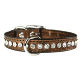 Leather Brothers - Collar Leather With Rhinestones Bronze