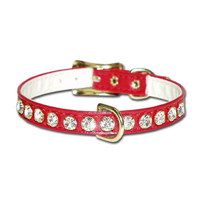 Leather Brothers - Collar Vinyl W/ Rhinestones & Center Dee Ring Silver