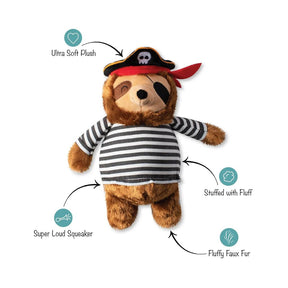 Here for the Boo Pirate Sloth Plush Dog Toy