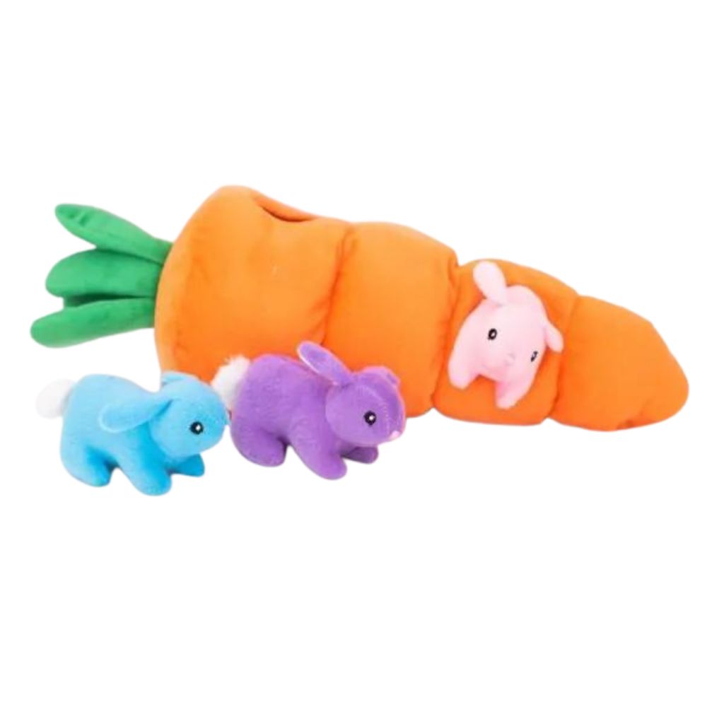 Burrow Easter Carrot With Three Mini Bunny Toys