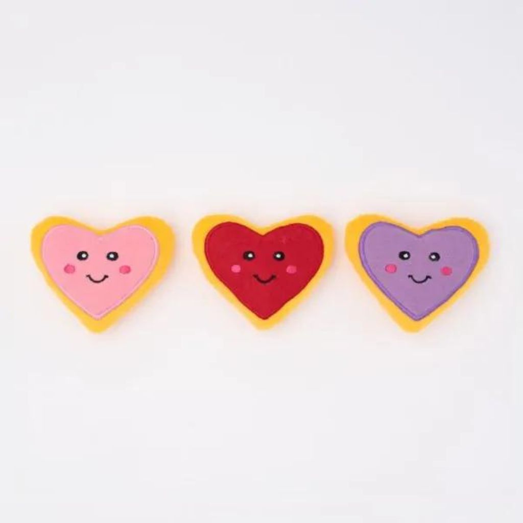 Heart Cookies With Faces - Pink, Red, & Lavender