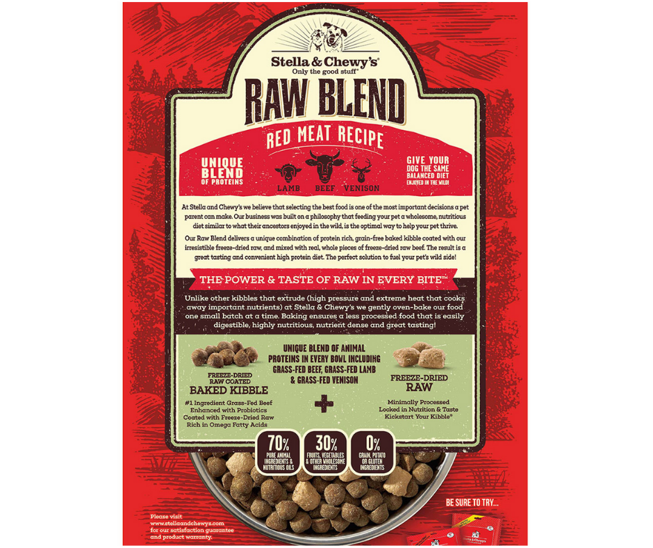 Stella & Chewy's Raw Blend - All Breeds, Adult Dog Red Meat - Beef, Lamb, and Venison Recipe Dry Dog Food-Southern Agriculture