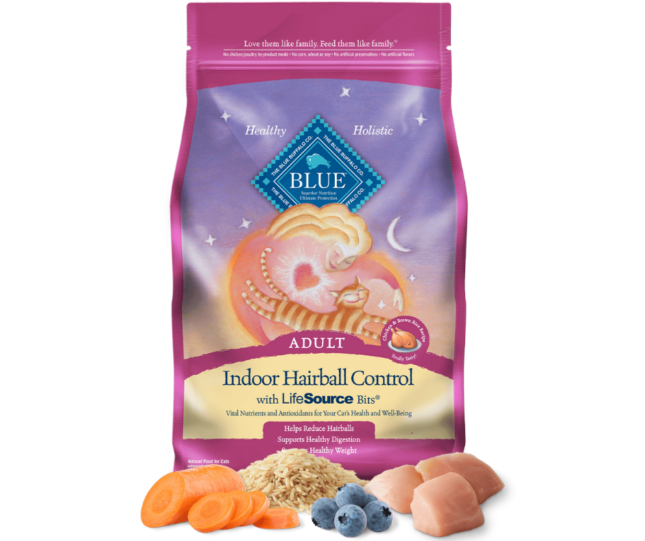 Blue Buffalo Indoor Hairball Control - Indoor Breeds, Adult Cat Chicken and Brown Rice Dry Cat Food-Southern Agriculture