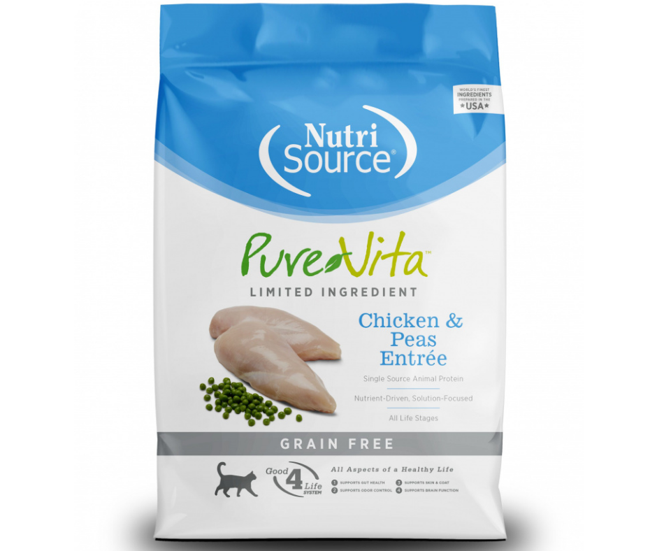 NutriSource Pure Vita - All Cat Breeds, All Life Stages Grain Free Chicken & Peas Entrée Recipe Dry Cat Food-Southern Agriculture