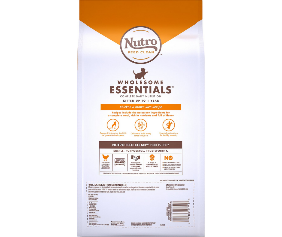 Nutro Wholesome Essentials - All Breeds, Kitten Chicken and Brown Rice Recipe Dry Cat Food-Southern Agriculture