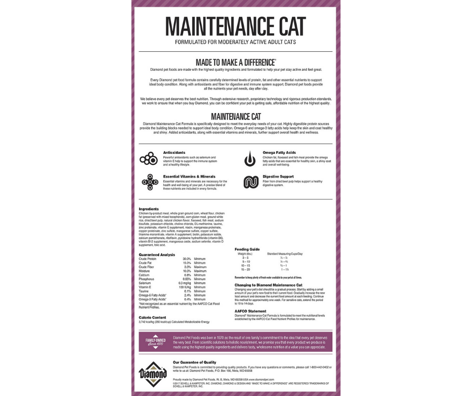 Diamond maintenance online cat food