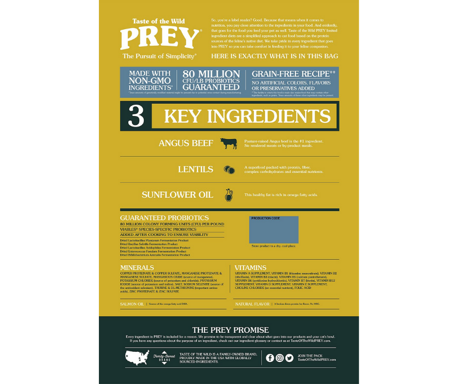 Taste of the Wild PREY Angus Beef Limited Ingredient Formula Dry Cat