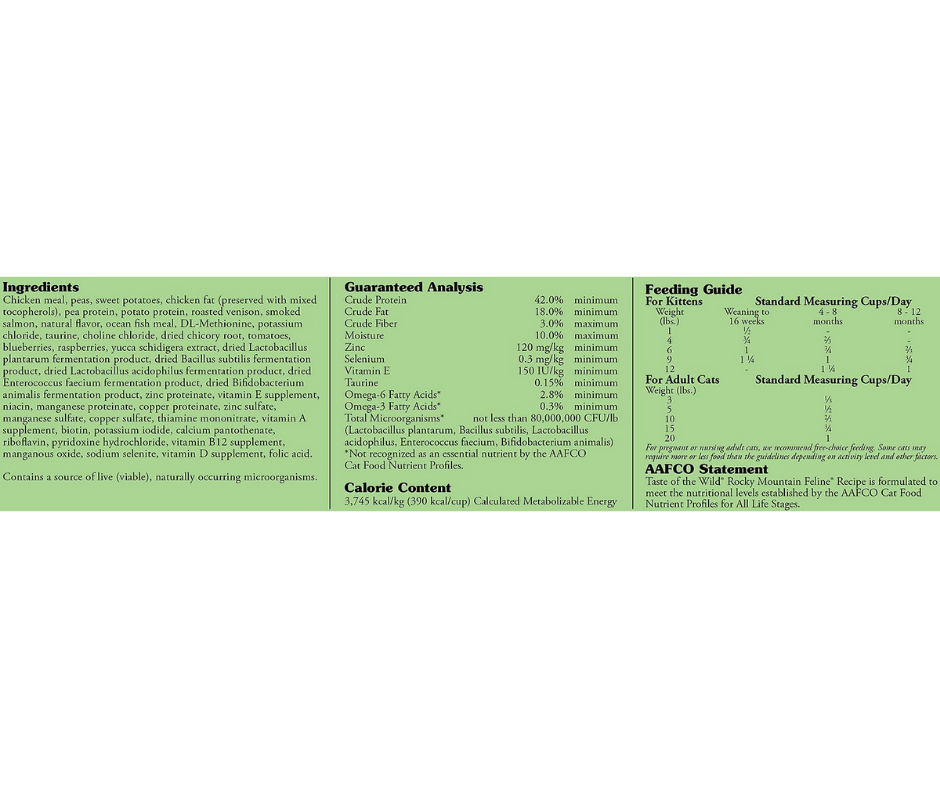 Taste of the wild cat online feeding guide