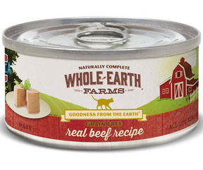 Whole Earth Farms - All Cat Breeds, All Life Stages Grain Free Real Beef Recipe Canned Cat Food-Southern Agriculture