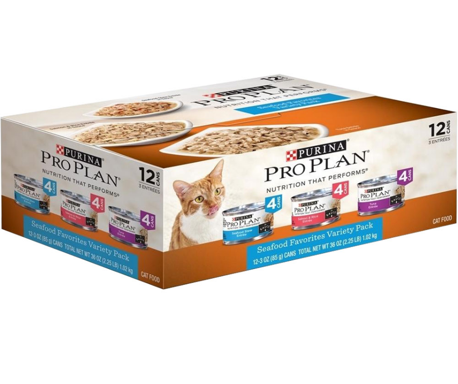 Purina Pro Plan - All Breeds, Adult Cat Seafood Favorites, Variety Pack 12 Can Case Canned Cat Food-Southern Agriculture