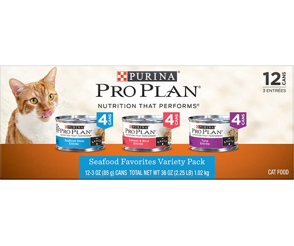 Purina Pro Plan - All Breeds, Adult Cat Seafood Favorites, Variety Pack 12 Can Case Canned Cat Food-Southern Agriculture