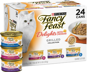 Purina Fancy Feast - All Breeds, Adult Cat Delights with Cheddar Cheese Grilled Meat in Gravy, Variety Pack Canned Cat Food-Southern Agriculture