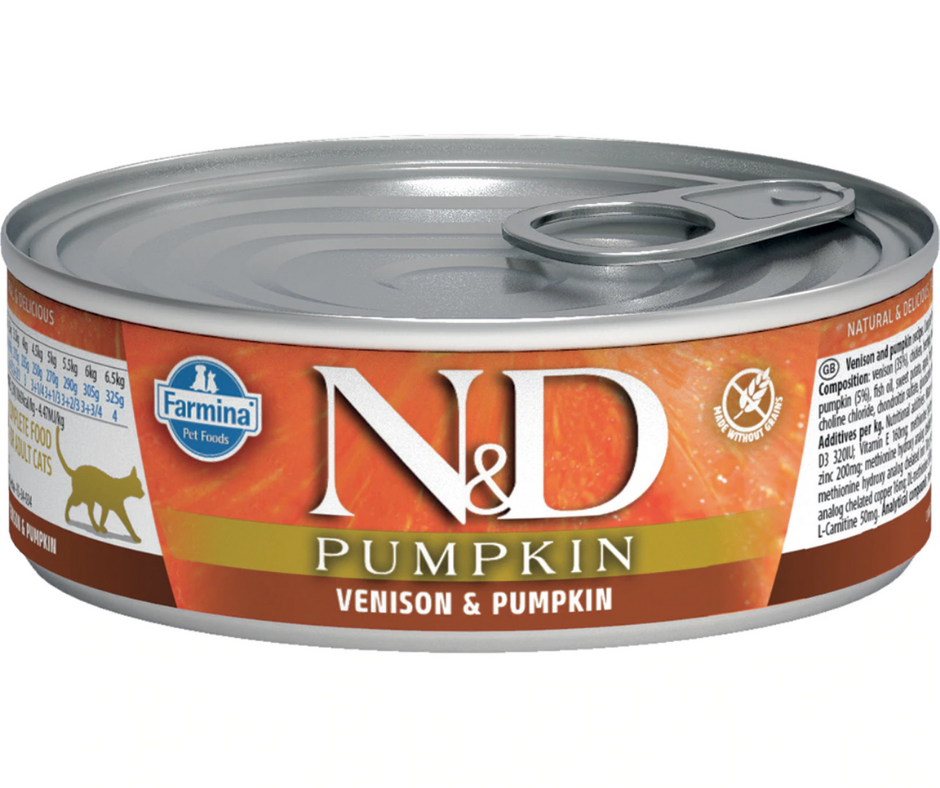 Farmina Pet Foods, N&D Pumpkin - All Breeds, Adult Cat Venison & Pumpkin Recipe Canned Cat Food-Southern Agriculture