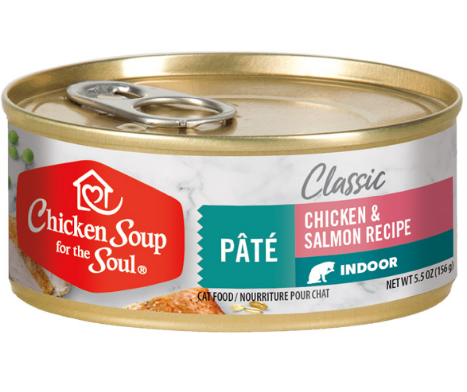Chicken Soup for the Soup, Classic - Indoor Breeds, Adult Cat Chicken & Salmon Recipe Paté Canned Cat Food-Southern Agriculture