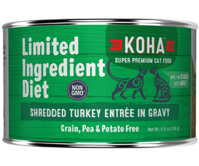 KOHA, Limited Ingredient Diet Shredded - All Breeds, Adult Cat Turkey Entrée in Gravy Recipe Canned Cat Food-Southern Agriculture
