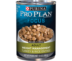 Purina Pro Plan Focus - Overweight, Adult Dog Weight Management - Turkey & Rice Entree Morsels in Gravy Canned Dog Food-Southern Agriculture