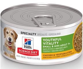 Hill's Science Diet - Small & Mini Breeds, Adult Dog 7+ Years Old Youthful Vitality - Chicken & Vegetable Stew Canned Dog Food-Southern Agriculture