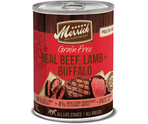 Merrick - All Dog Breeds, All Life Stages Grain Free Real Beef, Lamb & Buffalo Recipe Canned Dog Food-Southern Agriculture