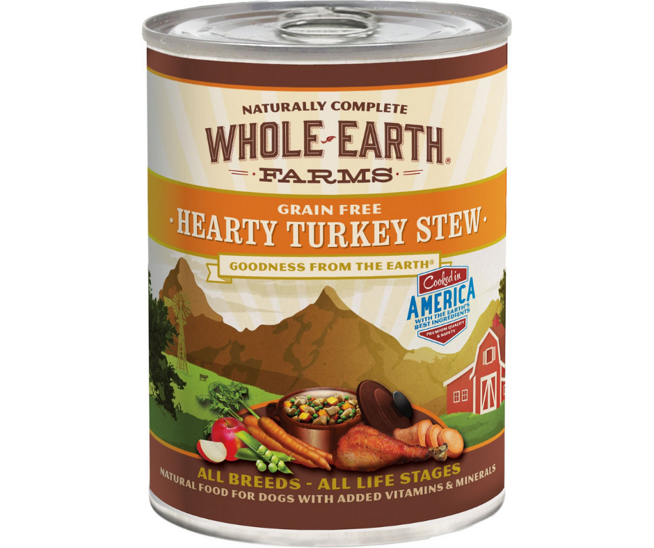 Whole Earth Farms - All Dog Breeds, All Life Stages Grain-Free Hearty Turkey Stew Recipe Canned Dog Food-Southern Agriculture