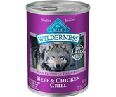 Blue Buffalo, Wilderness - All Breeds, Adult Dog Grain-Free Beef & Chicken Grill Recipe Canned Dog Food-Southern Agriculture