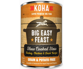 KOHA, Slow Cooked Stews - All Breeds, Adult Dog Big Easy Feast - Turkey, Chicken, & Duck Recipe Canned Dog Food-Southern Agriculture