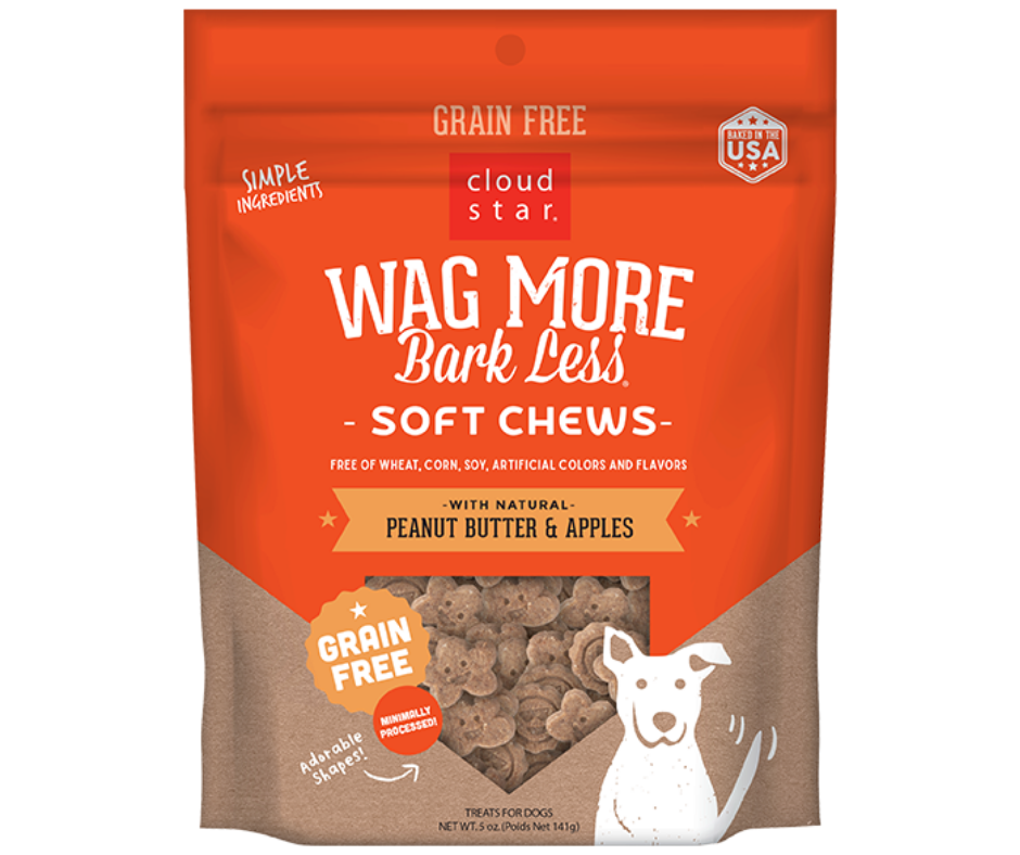 Cloud Star - Wag More Bark Less Grain-Free Soft & Chewy Peanut Butter & Apples Recipe. Dog Treats.-Southern Agriculture